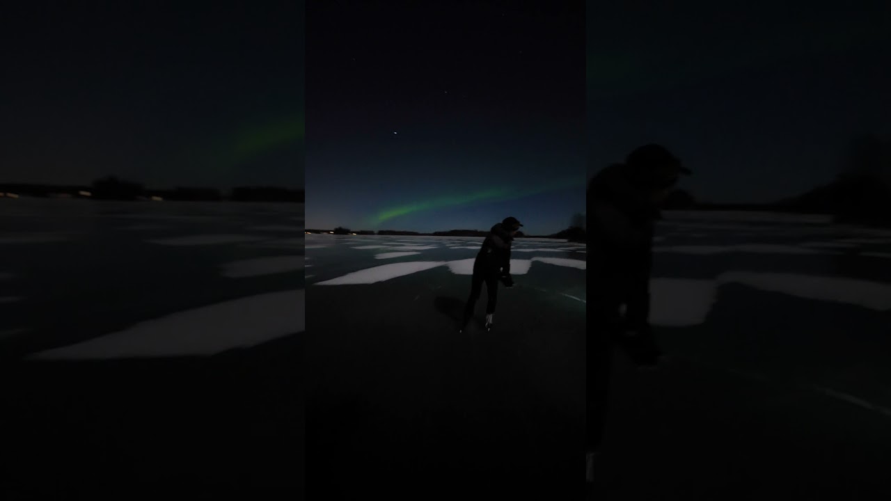 crazy experience🤯 Ice skating under the northern lights 😍 #northernlights #aurora #lapland #finland