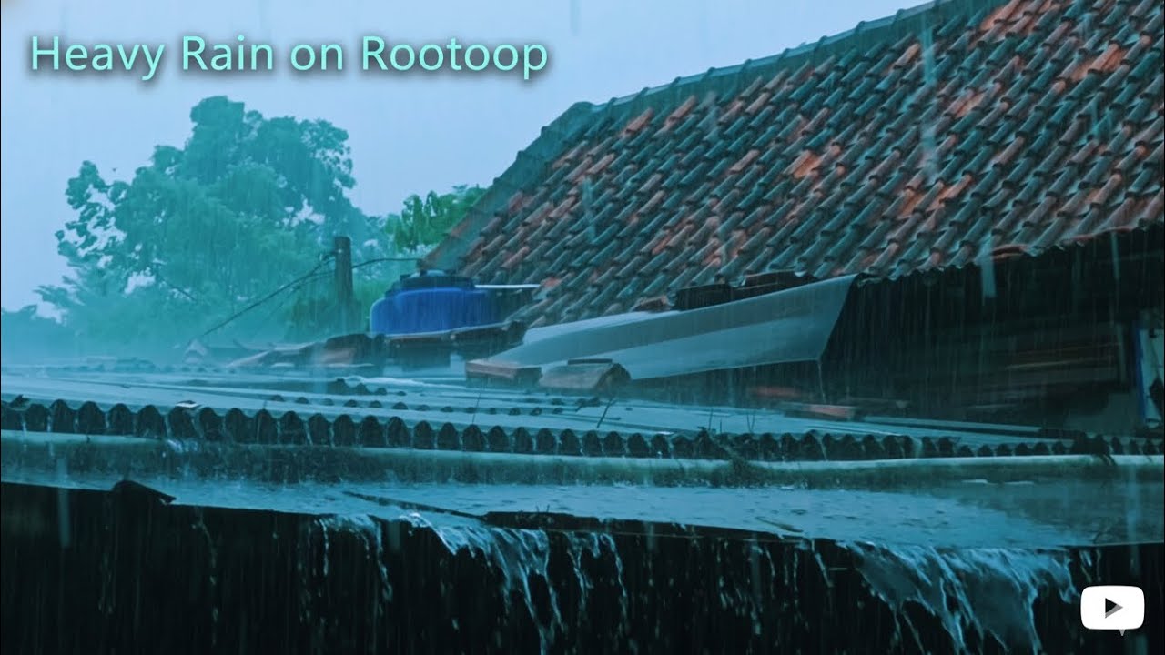 Heavy Rain on Rooftop | Relaxing Rain Sounds for Deep Sleep, Study & Stress Relief (ASMR)
