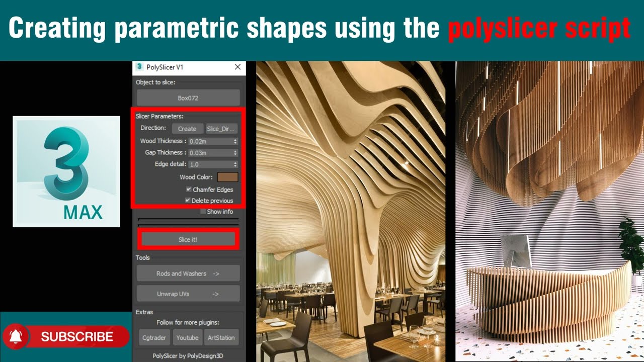 كيفية إنشاء الأشكال البارامترية باستخدام  PolySlicer في 3ds Max #parametricform   #plugins #scripts
