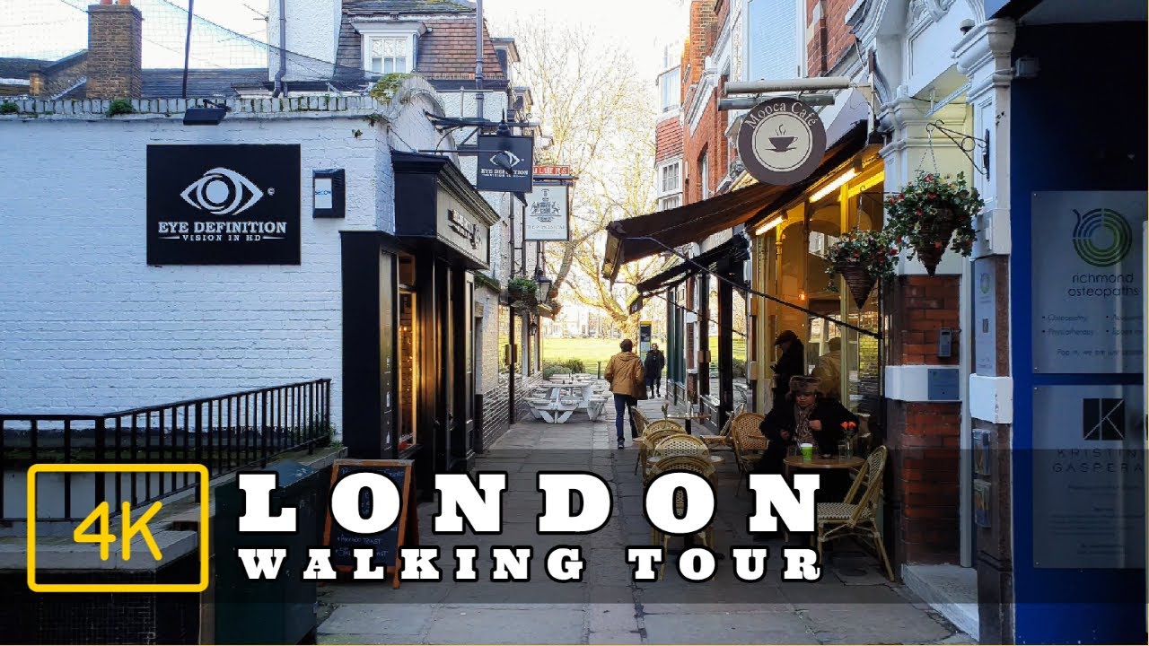 Richmond upon Thames Town Centre to Richmond  St. Helena Pier | London UK Walking Tour [4K]
