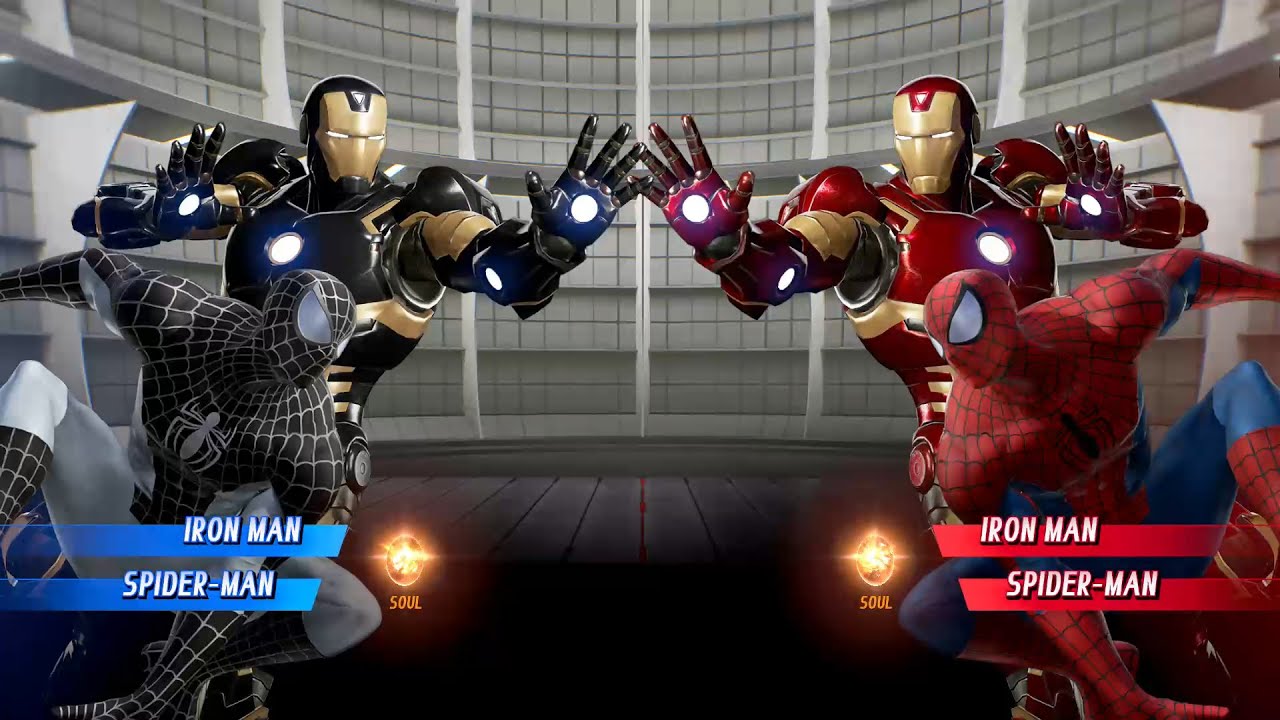 Black Iron Man & Black Spiderman VS Red Iron Man & Red Spiderman -Marvel vs Capcom Infinite