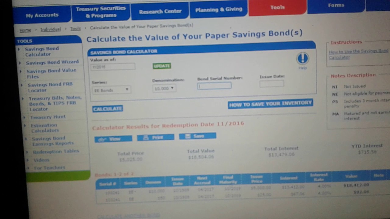 Finding your treasury direct bond on the calculator