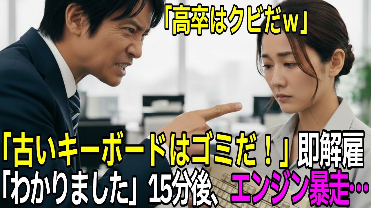 高卒はクビと捨てられた女性의正体… 30年物のキーボードを壊した新任、直後に数兆円の国家プロジェクトが崩壊し青ざめる結果に【感動する話】【朗読】