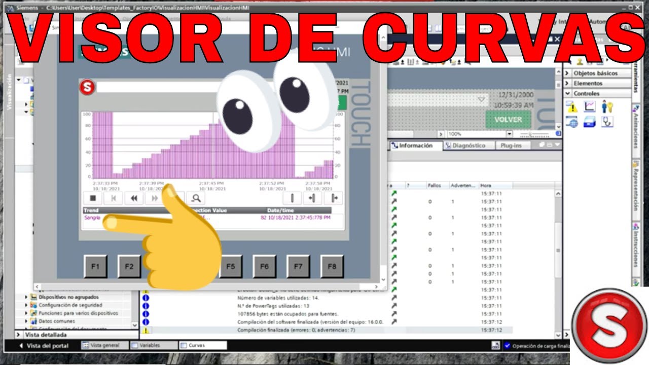 𝐂ó𝐦𝐨 se 𝐂𝐨𝐧𝐟𝐢𝐠𝐮𝐫𝐚 el 𝐕𝐢𝐬𝐨𝐫 𝐝𝐞 𝐂𝐮𝐫𝐯𝐚𝐬 en un Panel HMI - PLC ESPAÑOL 🌠!!! 152