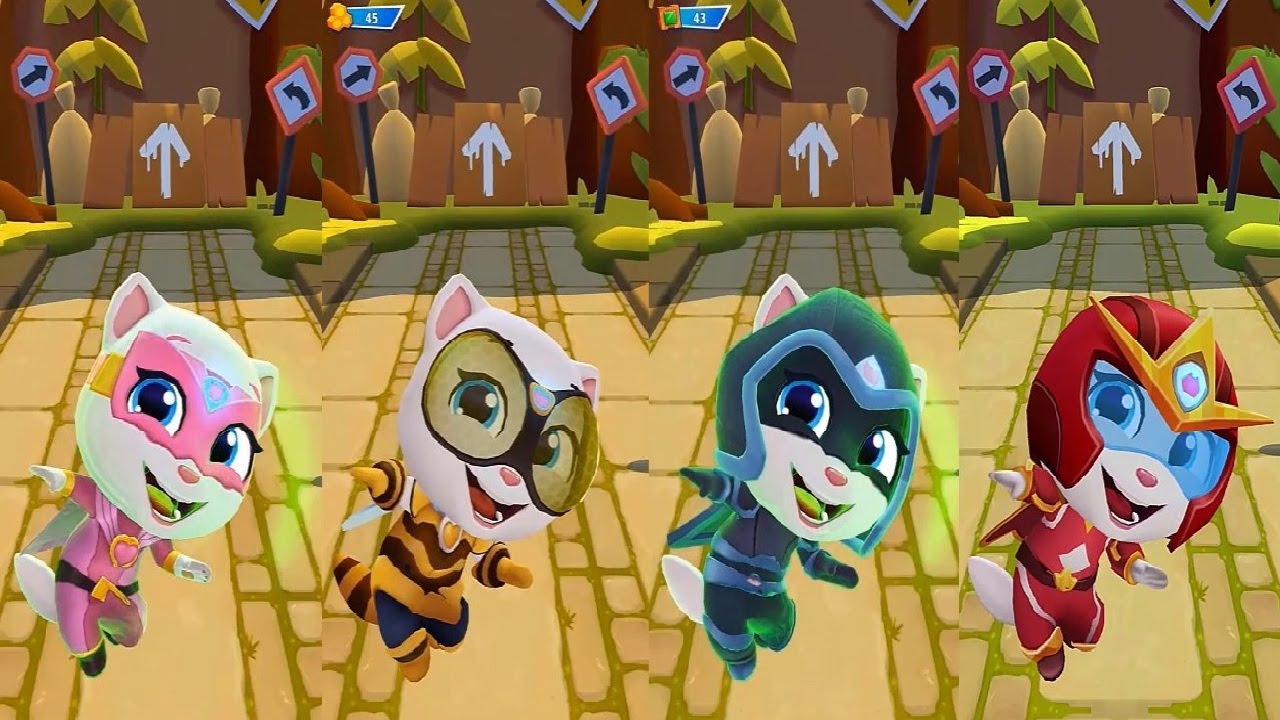 Talking Tom Hero Dash SUPER ANGELA VS MOONLIGHT ANGELA  QUEEN BEE ANGELA FIRE ARROW  IN THE JUNGLE