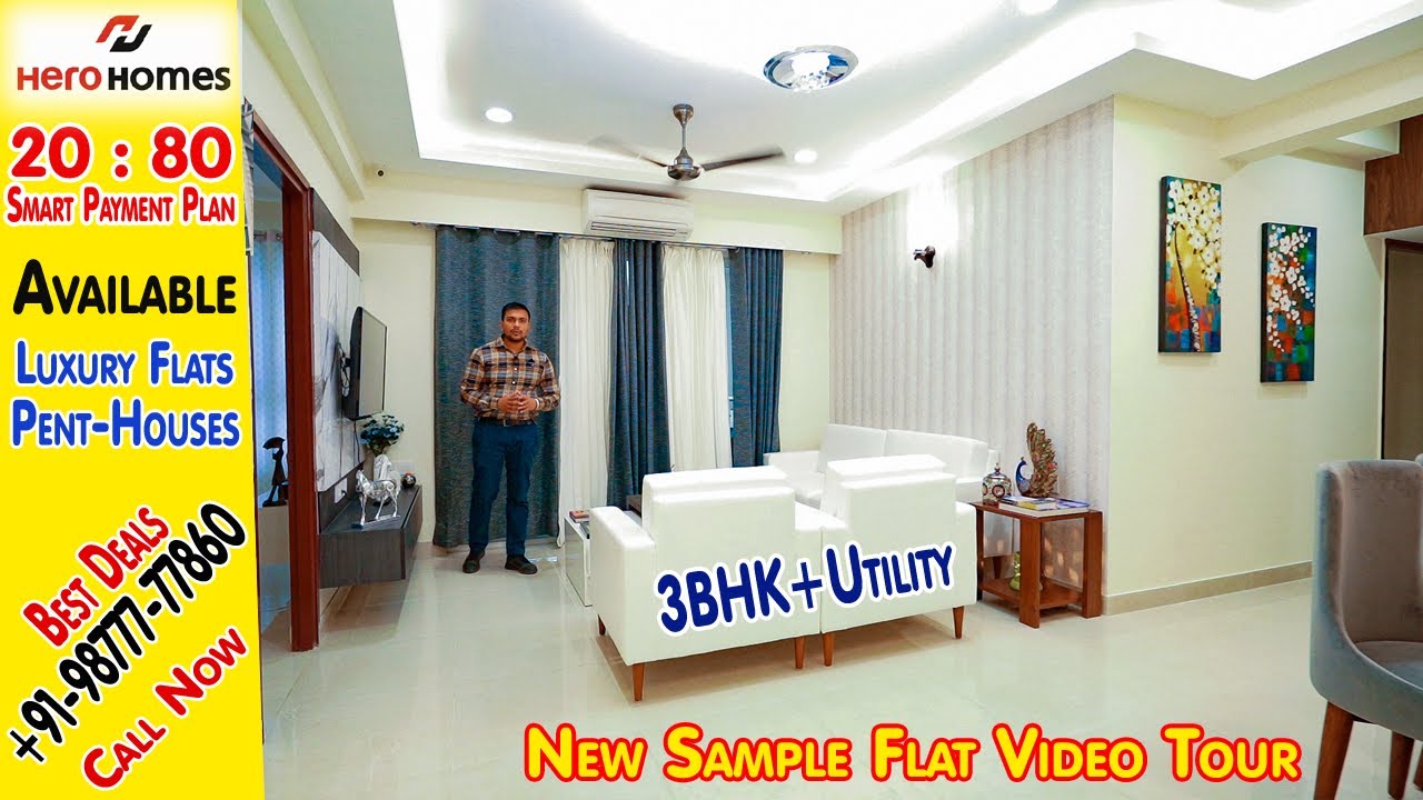 1661 Sq.ft 3BHK+Utility flat in Hero Homes Mohali Sector 88, Ready to Move, New Sample Flat Review