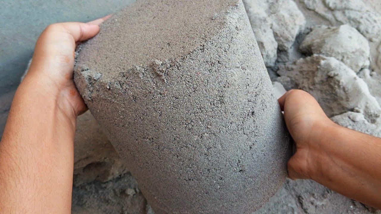 Melting 🫠 reused sand cement crumbling on floor 🥰