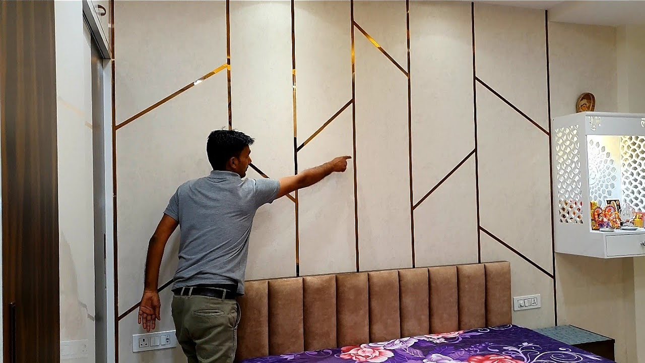 Simple bedroom Wallpaper workzk ( Sliding wardrobe double bed TV unit ) Interior design ideas 2021