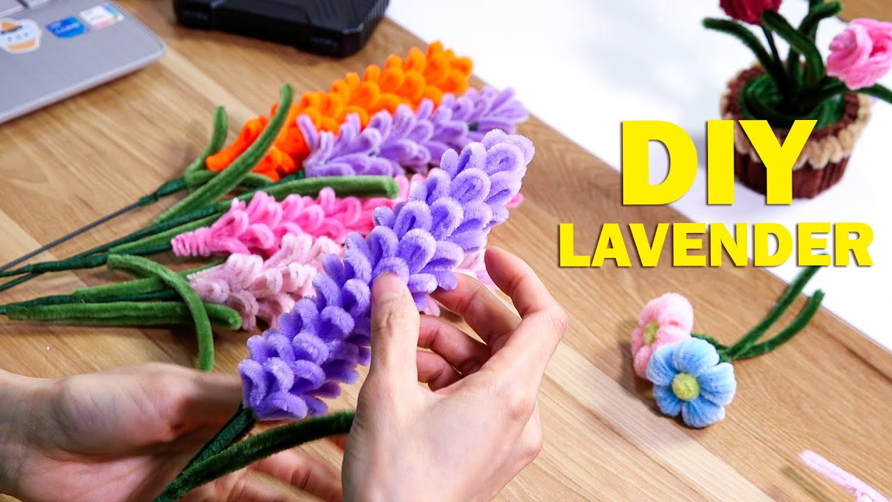 DIY beautiful lavender flowers from pipe cleaner, easy and fun project | Art & Craft Ideas