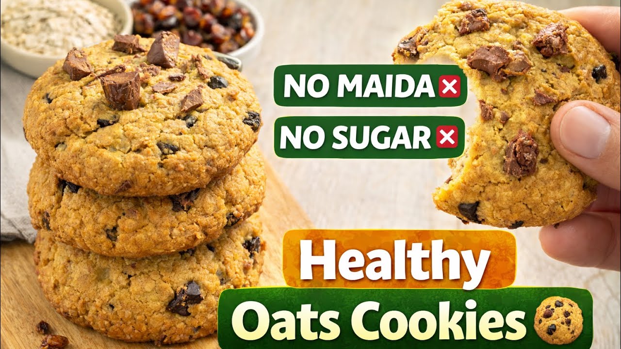 Sugar-Free Oat Cookies | No Maida, No Sugar, No Butter 🍪 Healthy, Eggless & Kid-Friendly 🍪