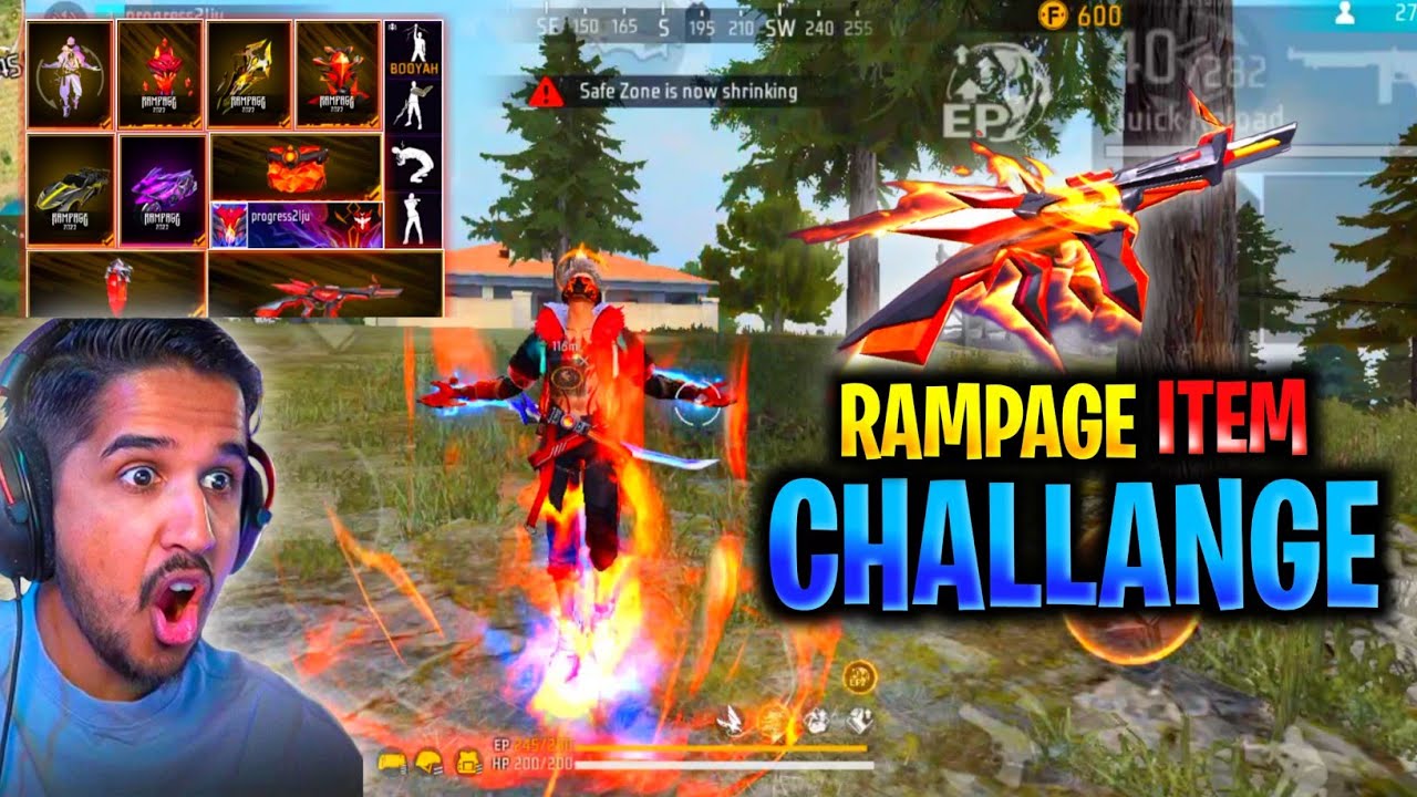 Only Rampage Items Challange 🥵 | New Legendary Rampage Bundle Challange Solo vs Squad 😧