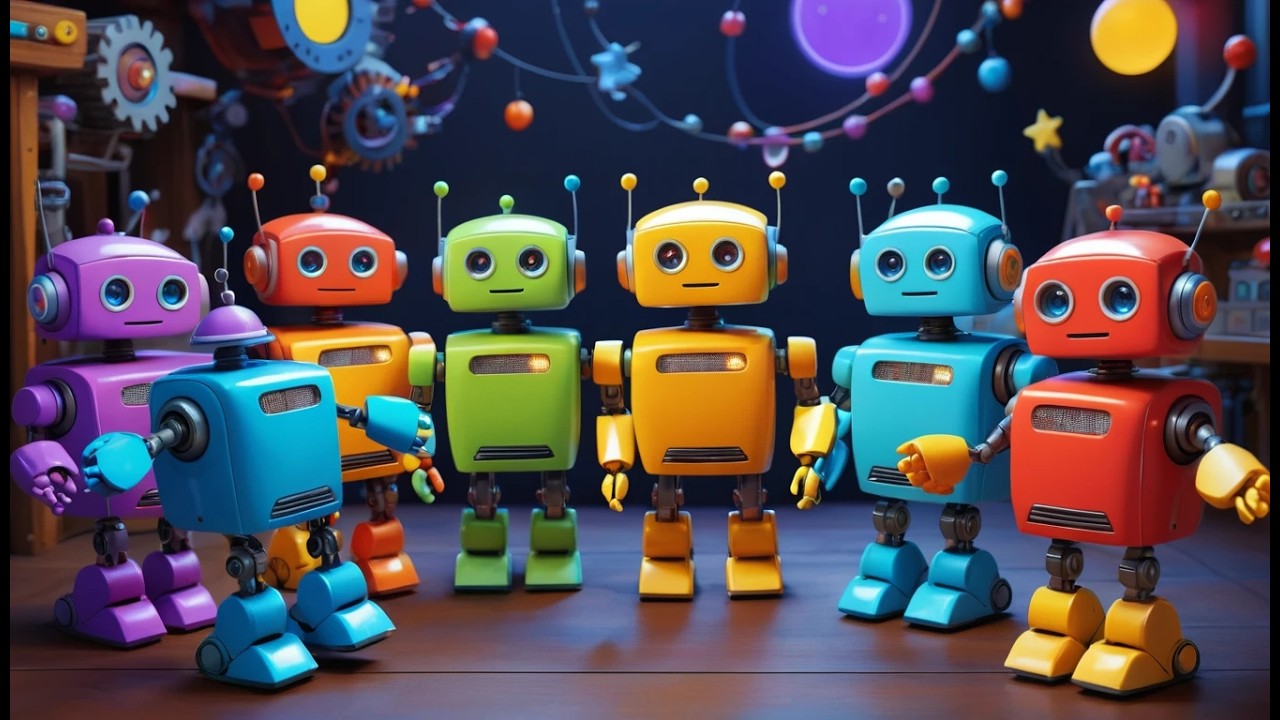 Seven Little Toy Robots Beep Beep Beep | Tech & Science Counting Song for Kids