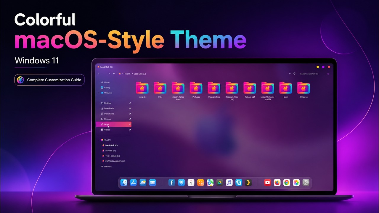 Colorful macOS Theme for Windows 11 | Complete Customization Guide