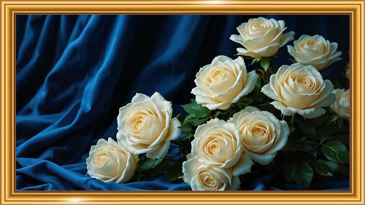 White Roses & Blue Velvet 🤍💙 | Luxury Classical Still Life | Framed TV Gallery