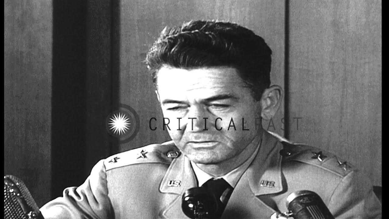 Major General John Samford's statement on 'Flying Saucers'. HD Stock Footage