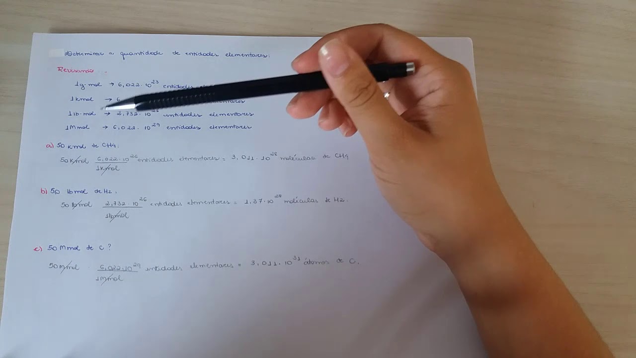 Unidades para quantidade de matéria (mol, lbmol, Mmol)