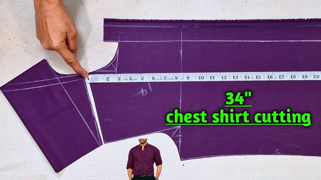 34 chest shirt cutting | Gents official shirt cutting | medium fitting shirt cutting
