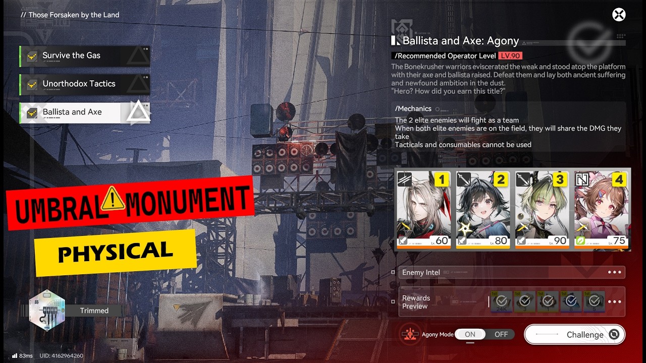 Physical Team 100% Clear- Umbral Monument Agony Mode