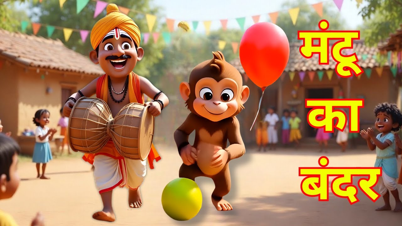 मंटू का बंदर 🐒नाचा  | Mantu ka bandar nacha | Fun Kids Rhyme | Hindi Rhymes