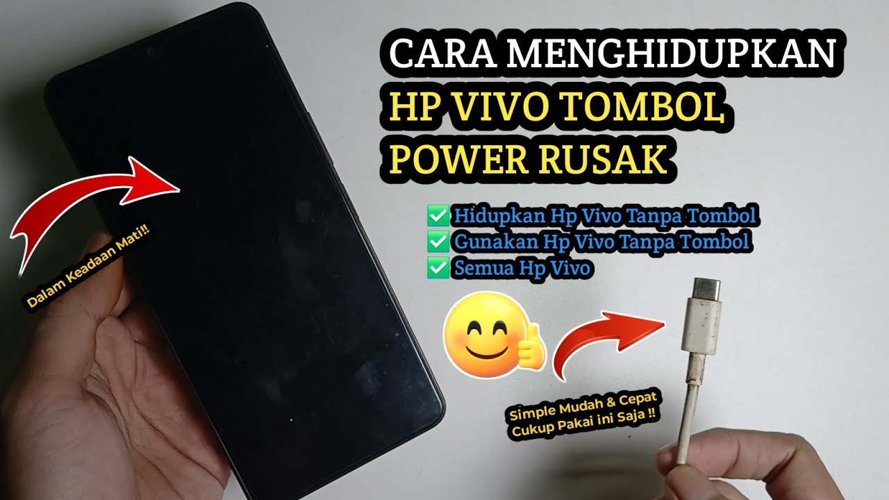 Cara Menghidupkan Hp Vivo Tombol Power Rusak | Tombol On Off Hp Vivo Tidak Berfungsi 