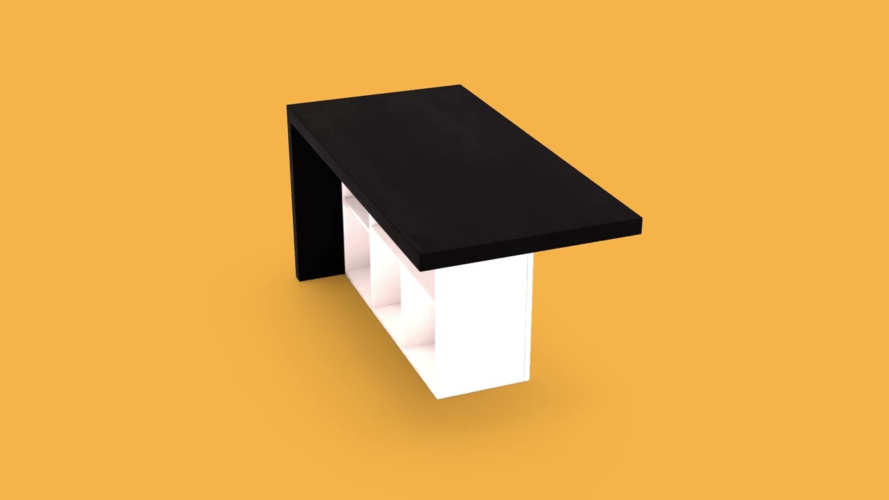 Modern Office Table with Storage Shelves Stylish 3D Model Low-poly 3D model