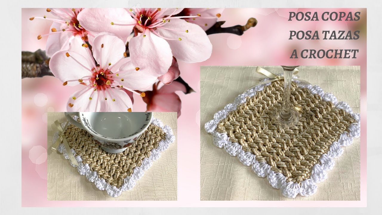 Crochet tapetes cuadrados, ideal para posa copas/tazas/vasos | crochet para principiantes