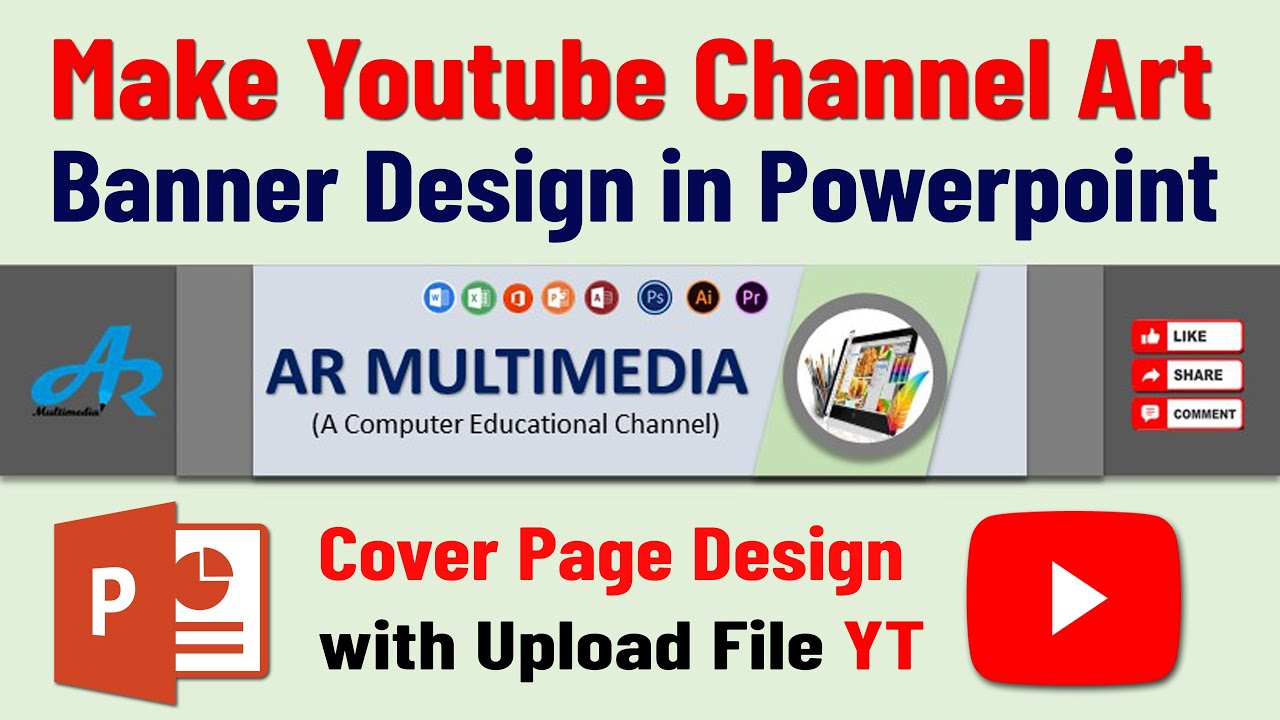 Как создать дизайн баннера для канала YouTube в MS PowerPoint | Дизайн баннера YT PPT Загрузка фа...