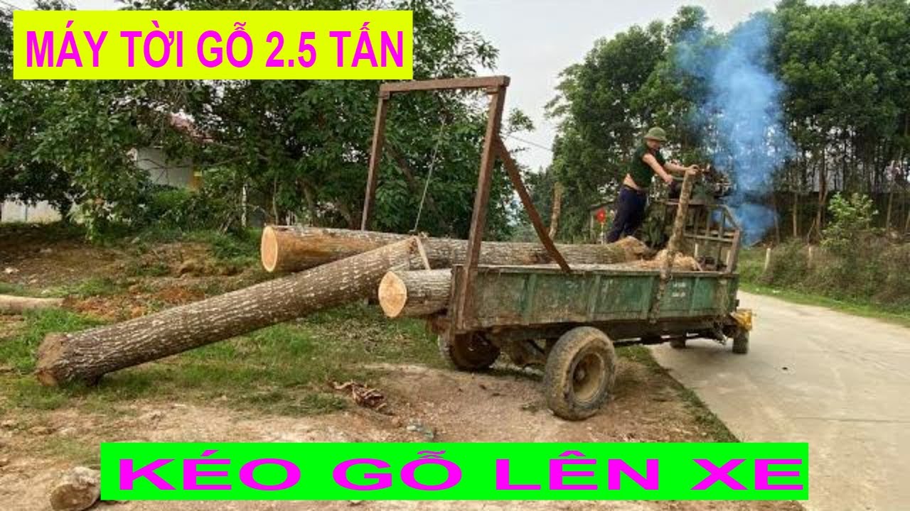Máy tời gỗ bằng xe máy loại 2.5 tấn tời kéo gỗ lên xe
