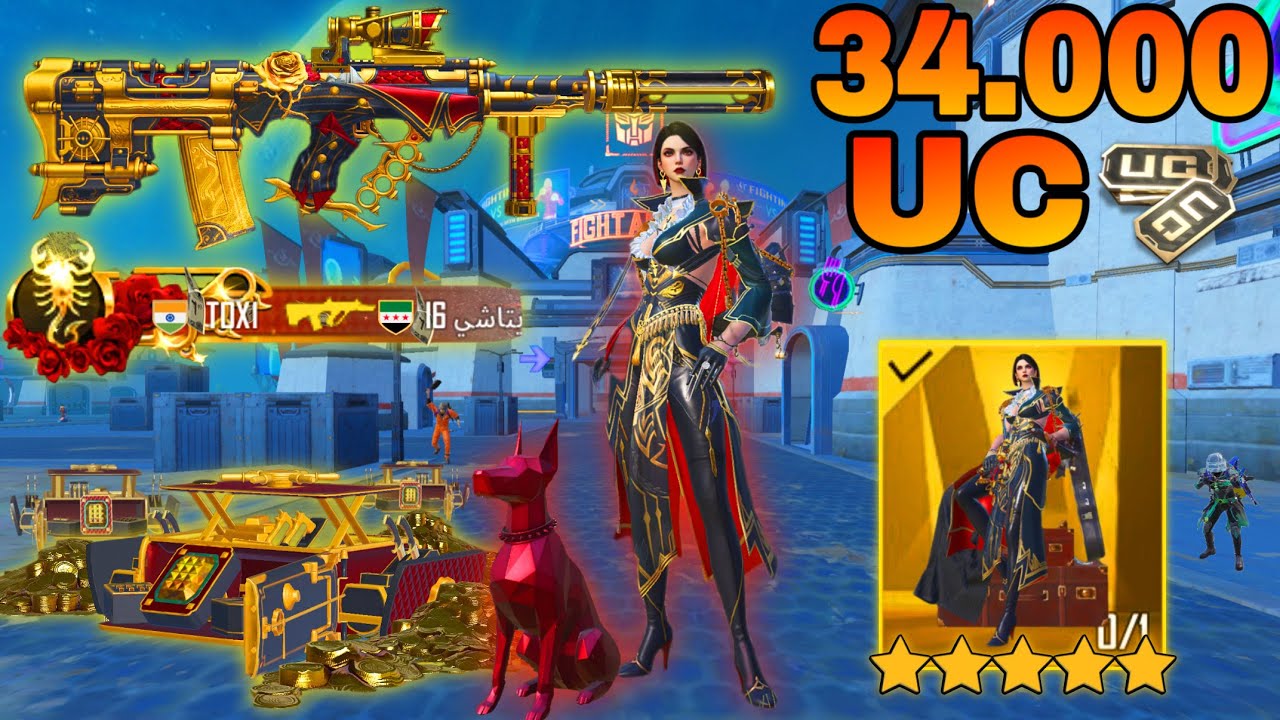 34.000🔥FOR NEW OUTFIT+AUG max(LEVEL7)GAMEPLAY PUBG MOBILE WITH THE OUTFIT 