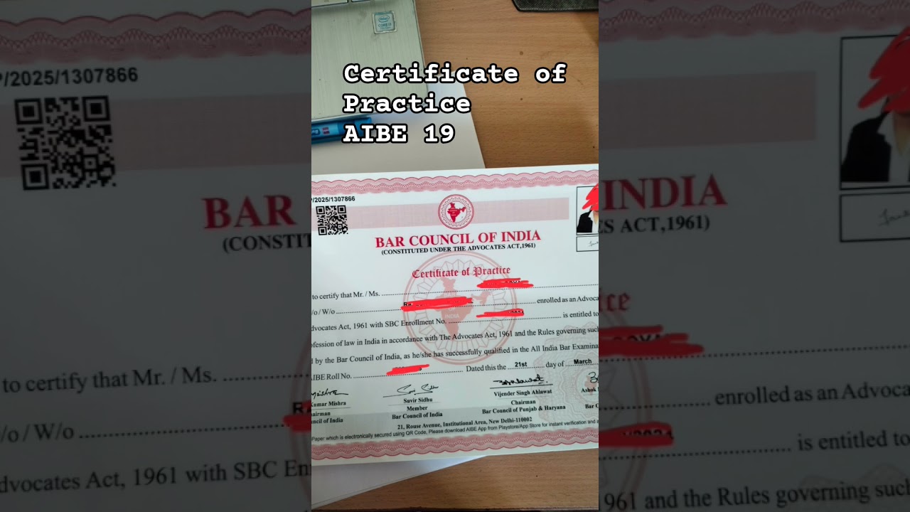 AIBE 19 Certificate of Practice Kaise Milega? 🧾 Full Guide in 1 Min #AIBE #BarCouncil #law