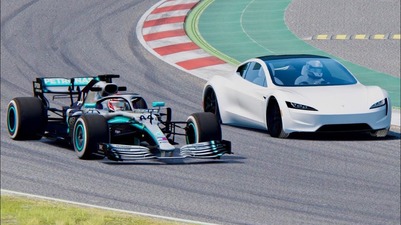 Tesla Roadster vs Mercedes F1 2019 - Spanish Grand Prix