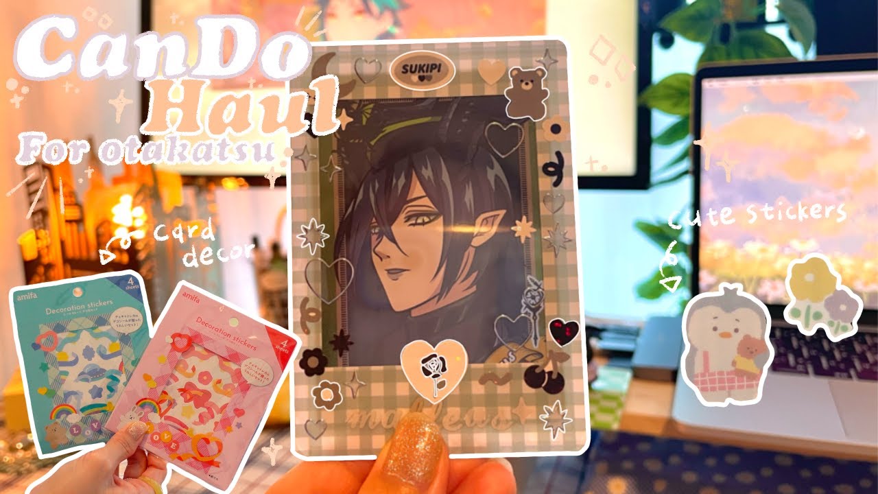 【CanDo購入品】オタク必見❤️‍🔥トレカデコ/硬質ケースデコに使える超可愛いシールを大量購入┊購入品紹介＆トレカデコ４選 (ENG