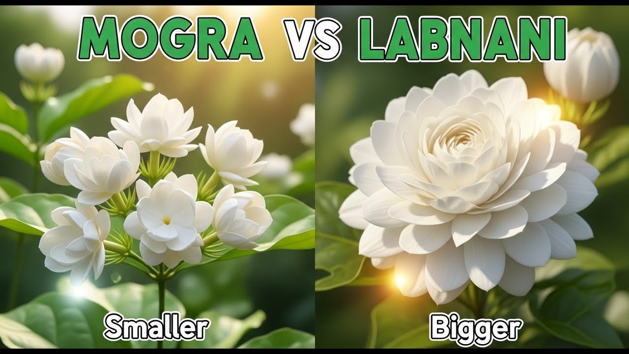 Mogra Jasmine vs Labnani Jasmine 🌼 | Flower Size Difference | Kitchen Gardening