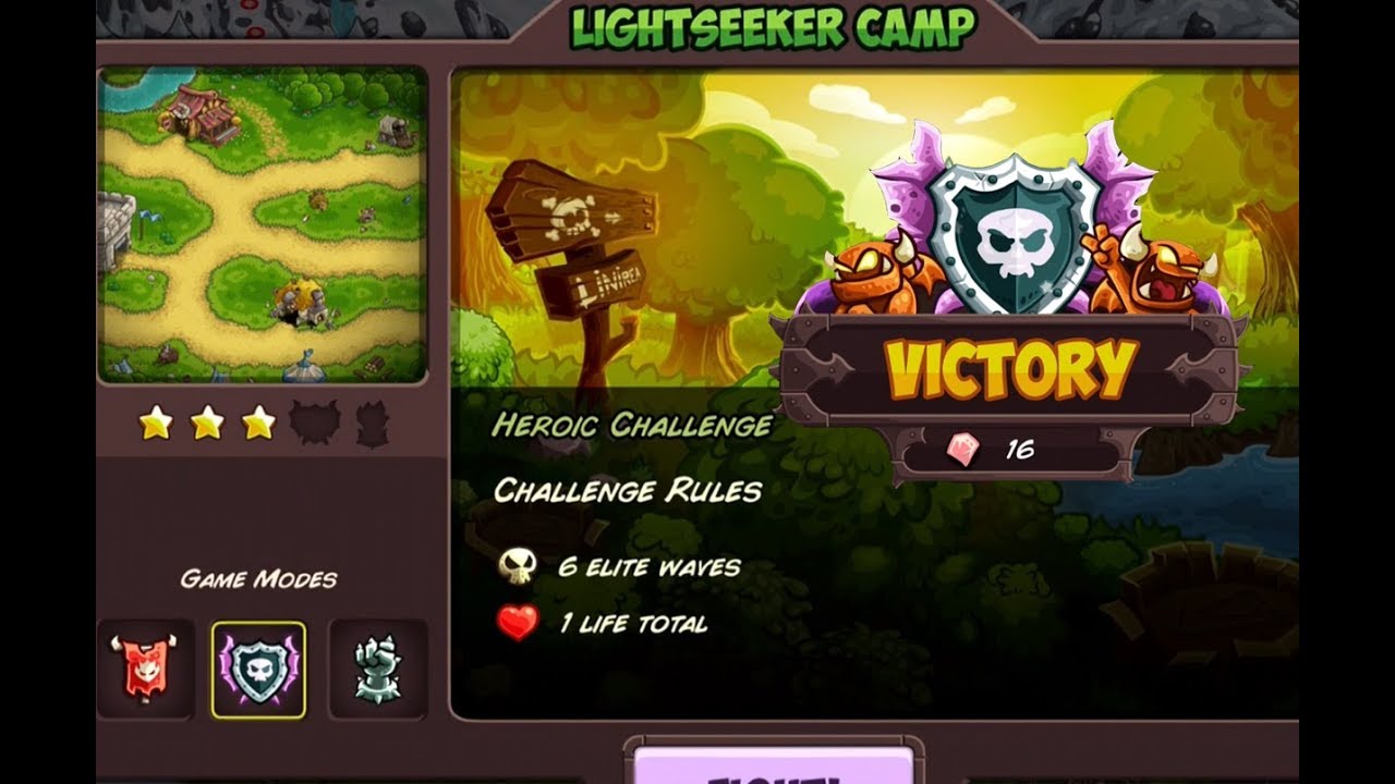 Kingdom Rush Vengeance - Heroic Challenge - Lightseeker Camp IMPOSSIBLE