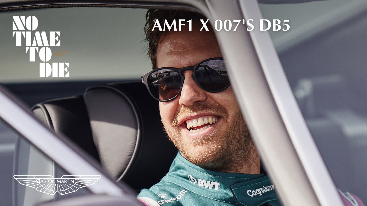 Sebastian Vettel and Lance Stroll try 007's iconic Aston Martins