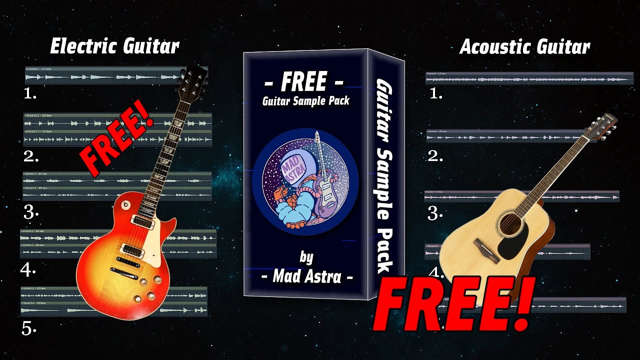 FREE GUITAR SAMPLE PACK - Funk/Indie/HipHop/R&B - Acoustic & Electric Guitar Loop Kit (By Mad Astra)