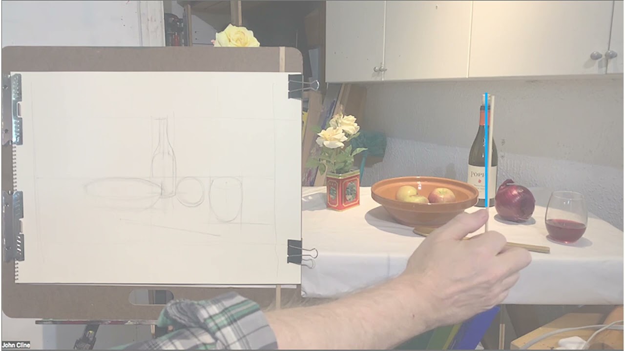 Drawing a still life with contour lines