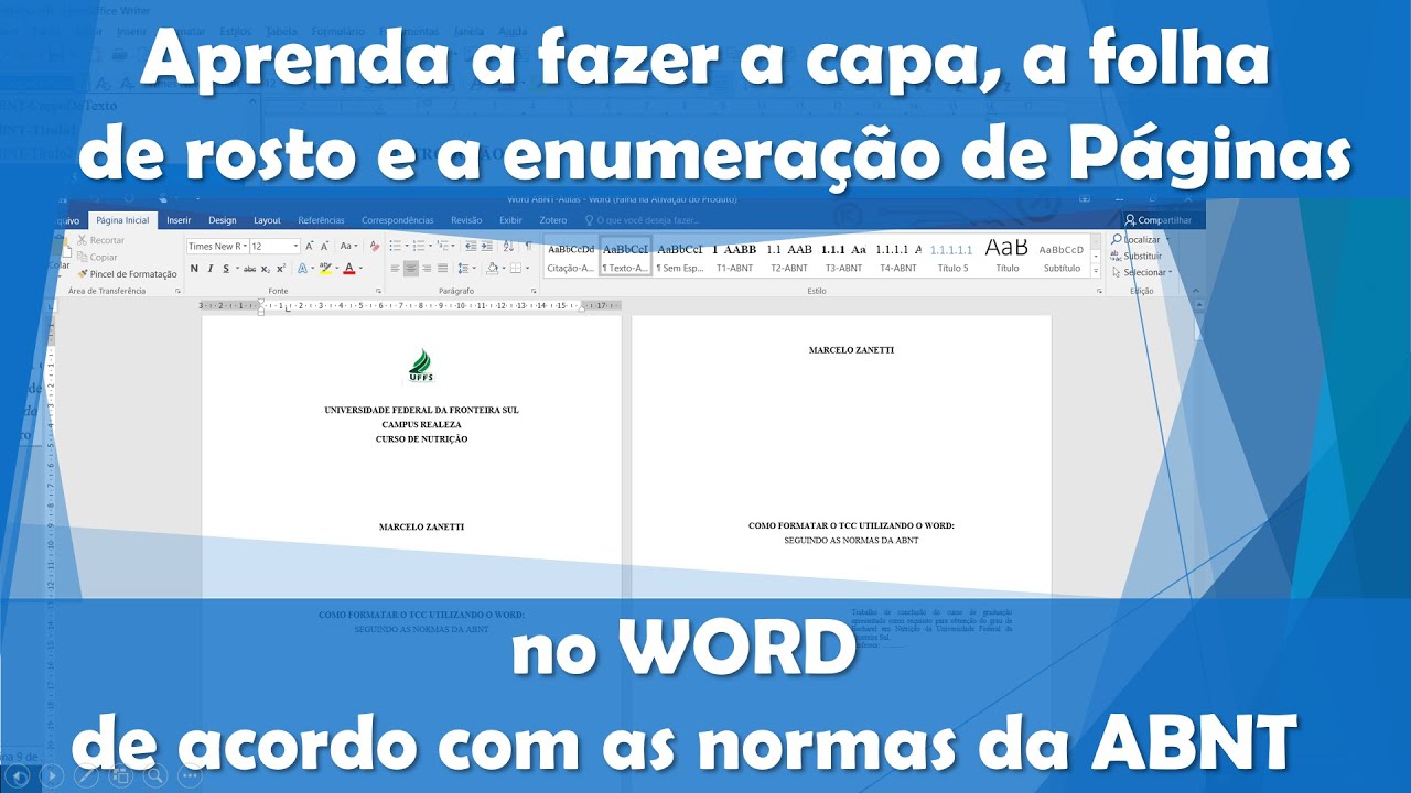 P5 - Numeração de Páginas, Capa, folha de Rosto, Quebra de página, Word / ABNT / TCC / enumeração
