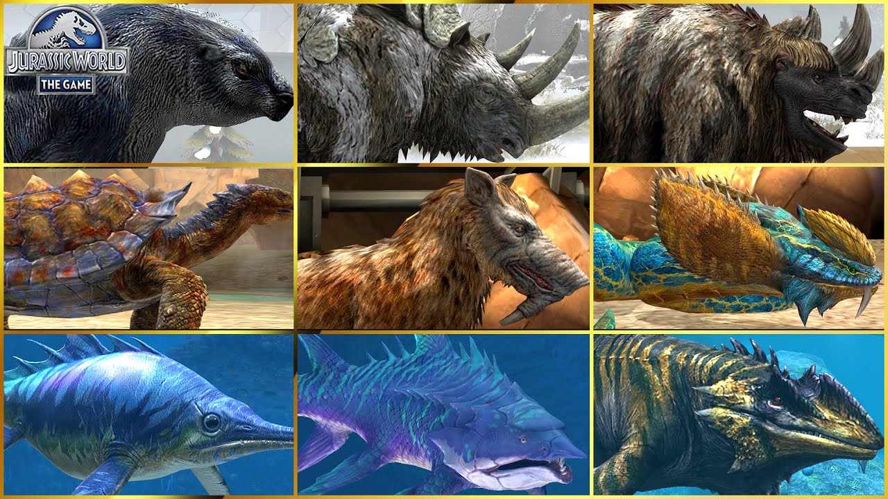 ALL AQUATIC & ALL CENOZOIC Hybrid, Legendary | Jurassic World The Game Dilophoboa