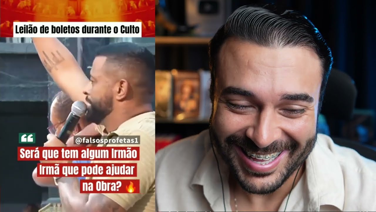 Boleto sendo leiloado na igreja enquanto pastor debocha