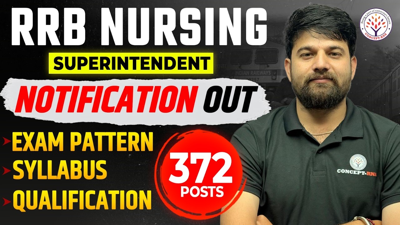 RRB Nursing Superintendent Notification 2026 |RRB Nursing Form Fill Up 2026|RRB Nursing Officer 2026