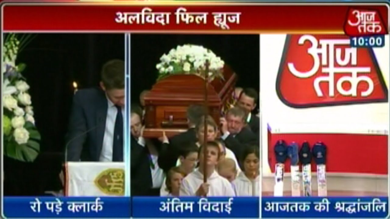 Michael Clarke breaks down at Phil Hughes's funeral