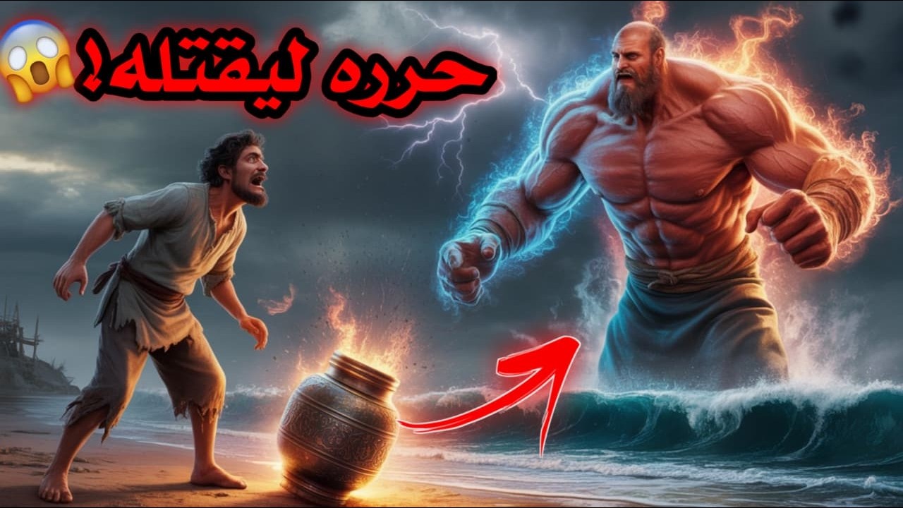 صياد فقير يفتح قمقماً ملعوناً وجده في البحر.. فخرج له 