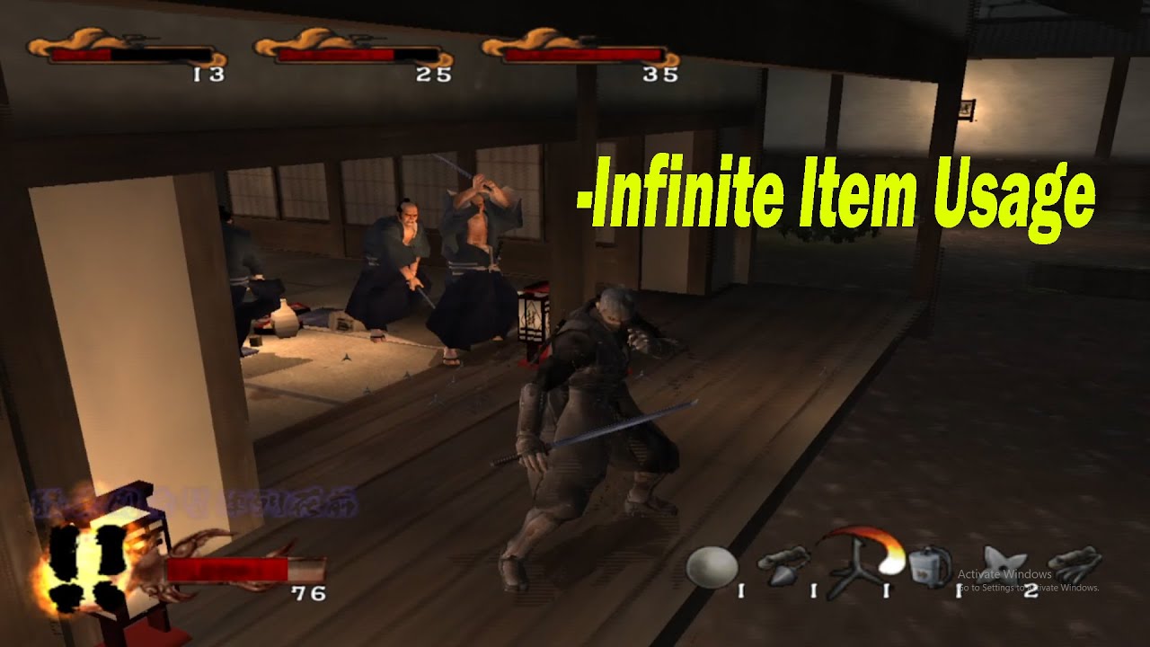 Cheat Code Tenchu 3 (Wrath Of Heaven) - Infinite Item Usage - PCSX2
