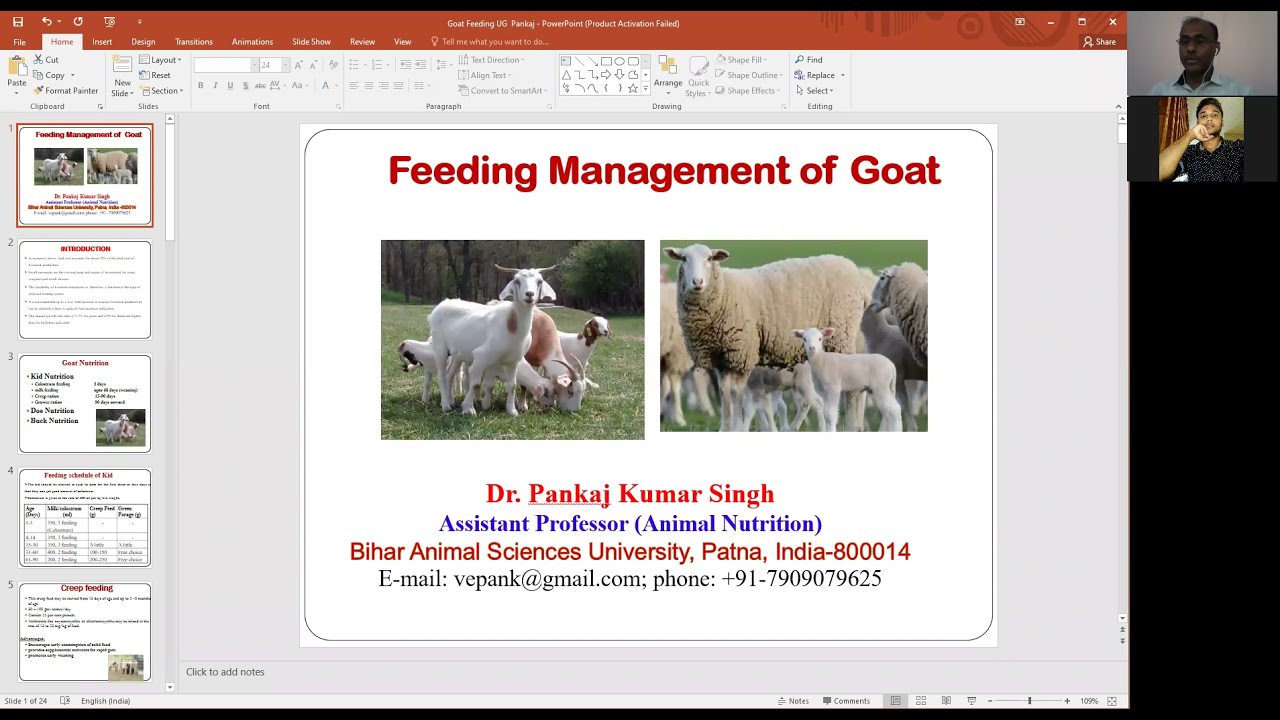 Feeding Management of Goat-I by Dr. Pankaj Kumar Singh, ANN, BVC