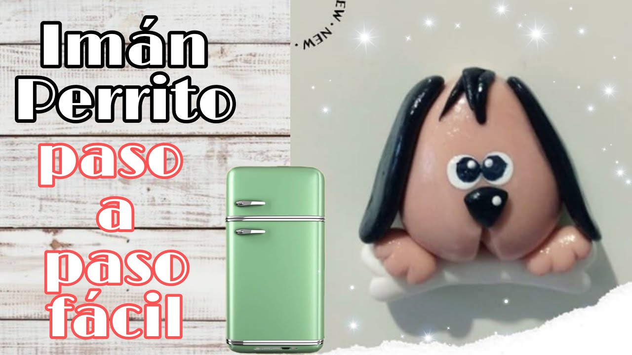 Perro en porcelana fría fácil imán 4-animales