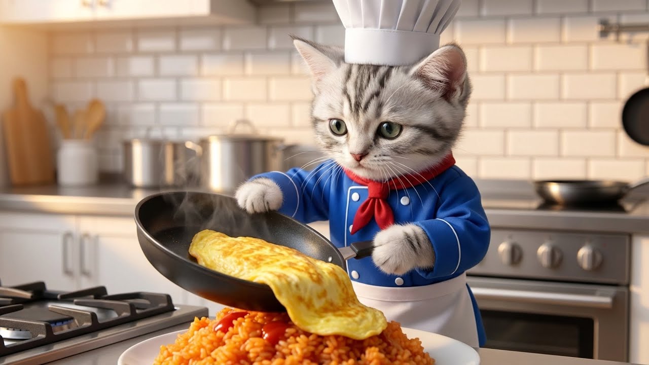 いらっしゃいませ!!オムライス屋さんで働く!!ねこの一日に密着🐱🍳