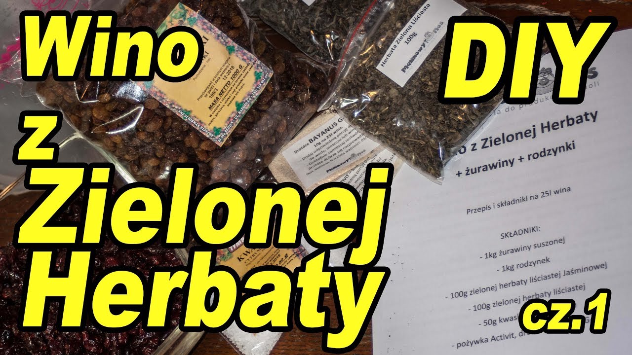 DIY - Wino z ZIELONEJ HERBATY z żurawiną i rodzynkami z gotowego zestawu !:) cz.1