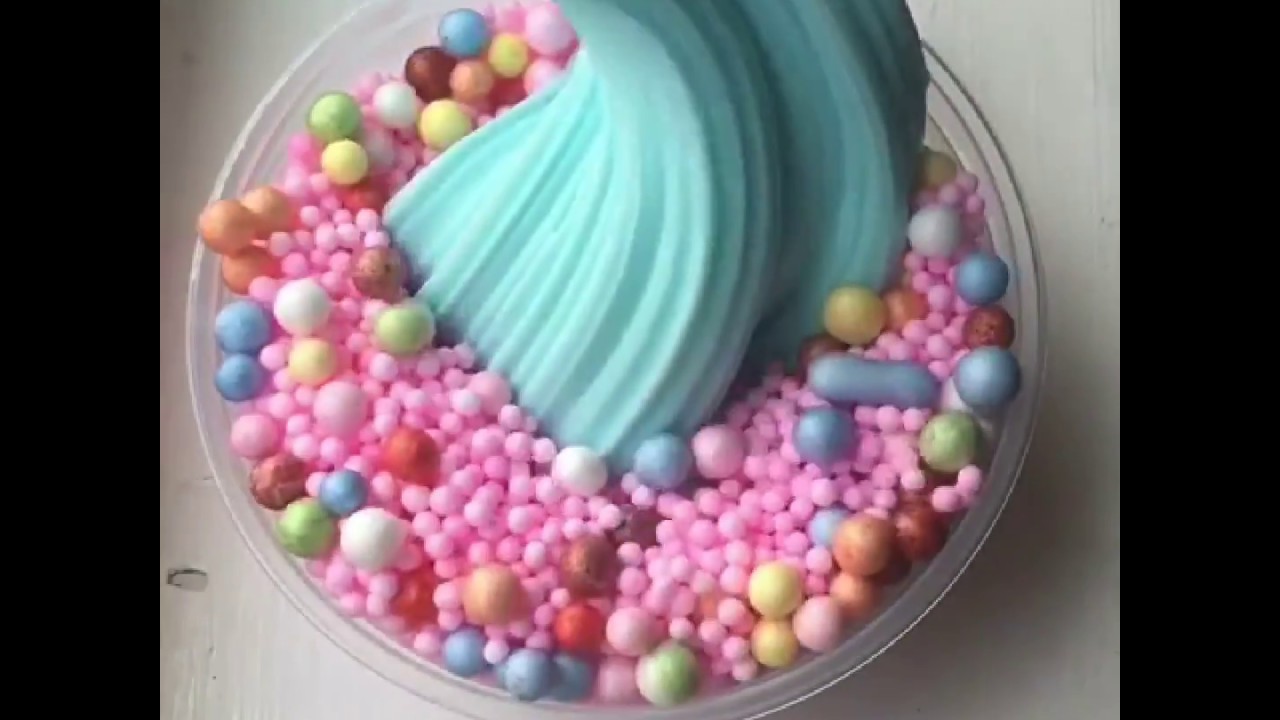 Satisfying slime mixing with foam balls - ASMR