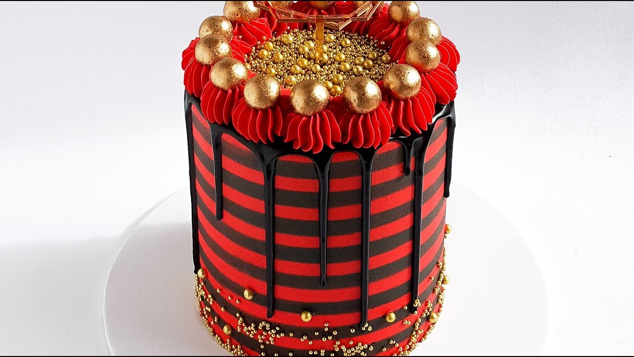 EPIC Gold, Black and Red STRIPED CAKE hack- Rosie's Dessert Spot
